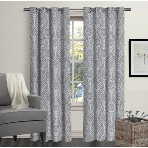 Mccarthy Ikat Semi-Sheer Grommet Curtain Panel (Set of 2)