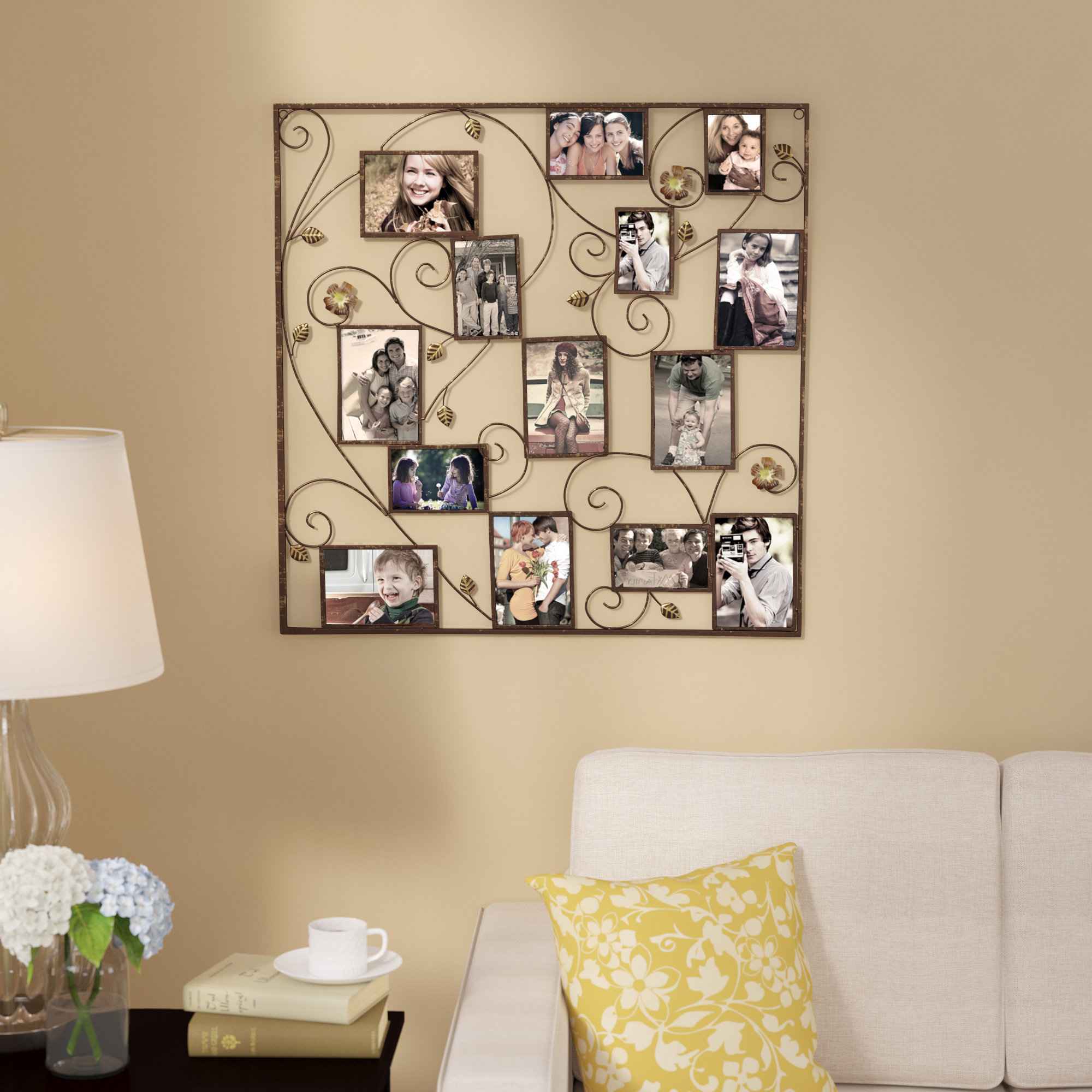 Two Tone Wooden Brown Wall Hanging Collage Picture Photo Frame 3.5"x5" & 4"x4"