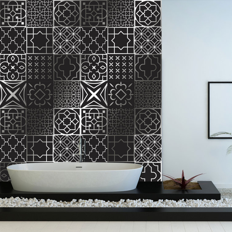 13 x 11.6 inches 4 Tiles, 7mm Thick Black Gold Hexagon Mosaic Kitchen Bathroom Wall Tiles Fabulous Décor: Real Marble Stone and Gold Steel Accents Backsplash Covers Around 4.2sf