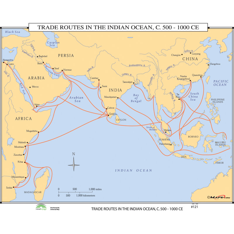 Universal Map World History Wall Maps Trade Routes In The Indian Ocean Wayfair