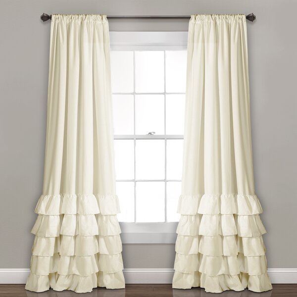 CHIC 1PC SEMI-SHEER 2 MIX COLOR GROMMET TOP WINDOW CURTAIN PANEL BLACK IVORY