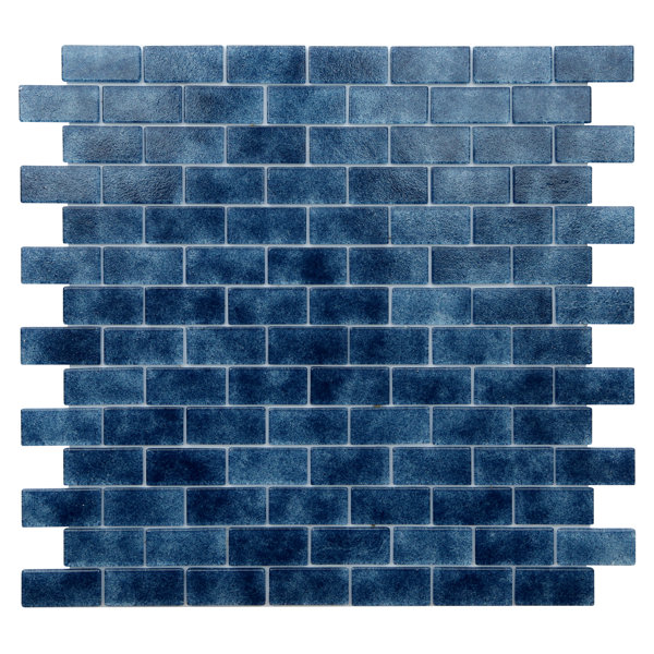 Quartz 0.75 x 1.63 Glass Mosaic Tile in Dark Blue by Kellani