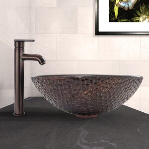 Copper Shield Glass Circular Vessel Bathroom Sink