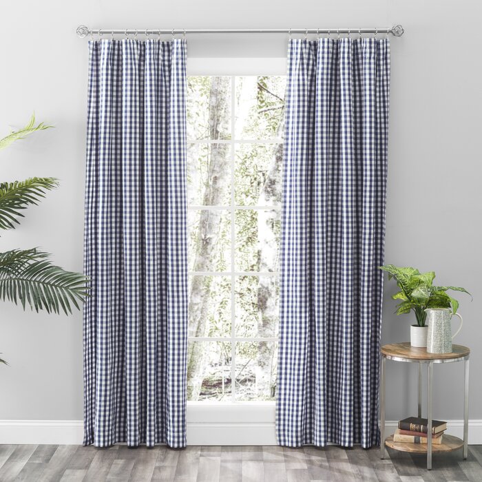 Gracie Oaks Checkmate 100% Cotton Plaid Rod Pocket Curtain Panels | Wayfair