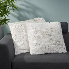 grey fur throw pillows