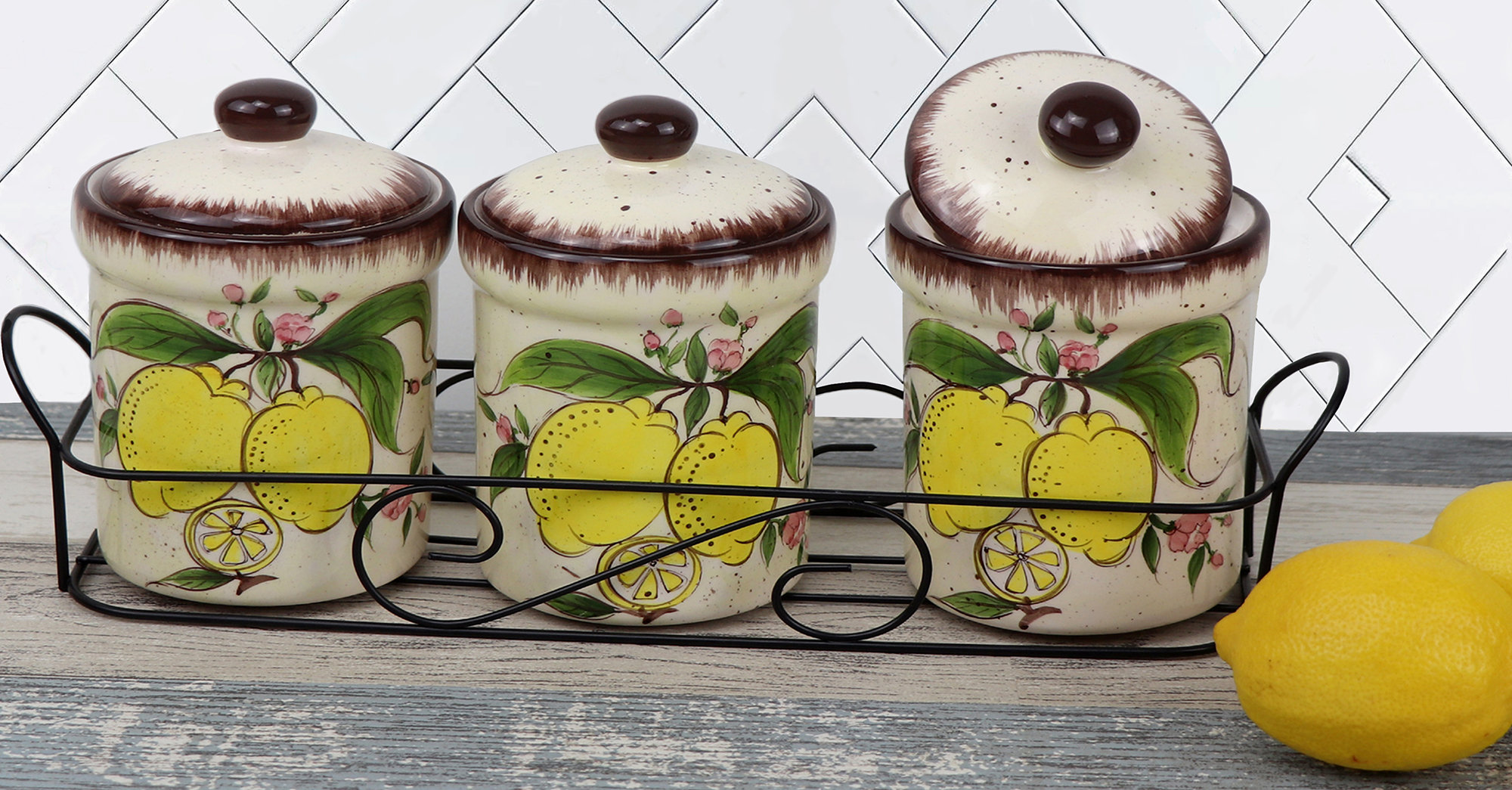 lemon tea coffee sugar canisters