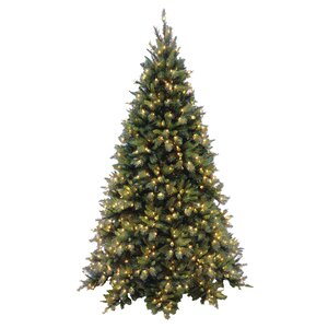 Tiffany Fir 7.5' Green Artificial Christmas Tree with 700 Pre-Lit Clear Lights with Stand