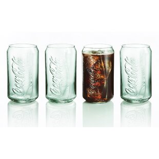 Luminarc 12 Ounce Embossed Coca-Cola Can Shaped Glass Set of 8