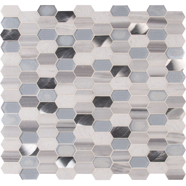 Harlow Picket Glass/Stone Mosaic Tile in Gray by MSI