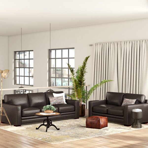 Neil Solid Leather 2 Piece Living Room Set By Trent Austin Design