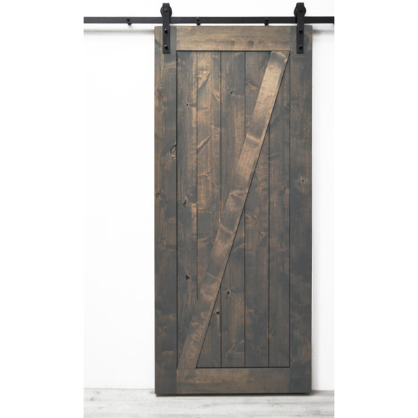 Traditional Z Solid Wood Room Dividers Knotty Alder Slab Interior Barn Door by Dogberry Collections