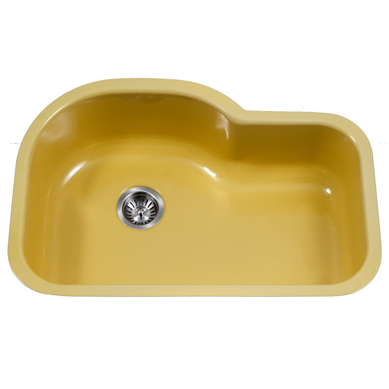 Houzer Porcela 31 26 L X 20 67 W Porcelain Enamel Offset Undermount Kitchen Sink Reviews Wayfair