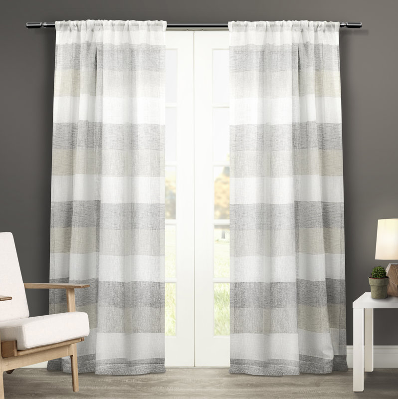 Laurel Foundry Modern Farmhouse Bartow Striped Sheer Rod Pocket Bartow Striped Sheer Rod Pocket Curtain Panels