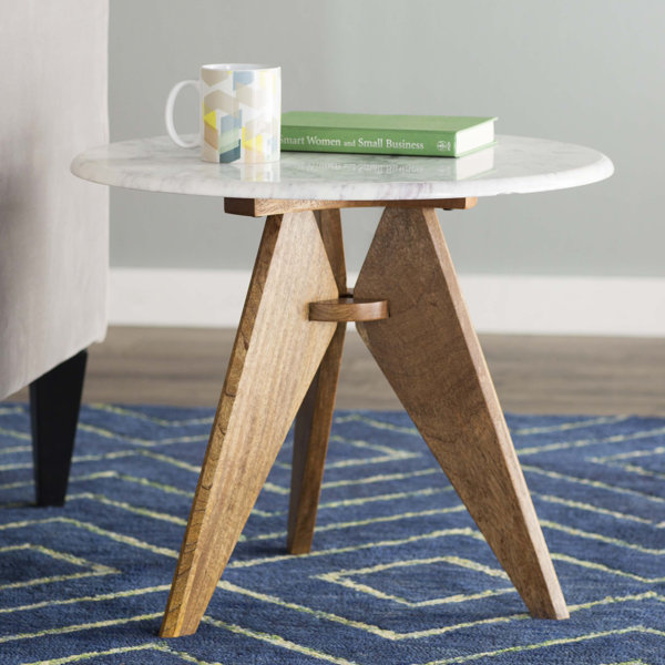 Koury Tall Marble Top 3 Legs End Table & Reviews AllModern