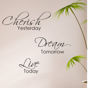 Cherish Yesterday, Dream Tomorrow, Live Today Wall Decal