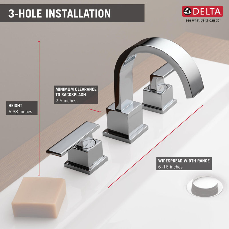 3553lf Ss Cz Delta Vero Widespread Bathroom Faucet With Drain