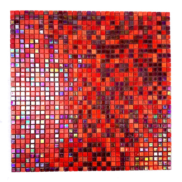 Galaxy Straight 0.31 x 0.31 Glass Mosaic Tile in Red by Abolos