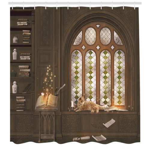 East Urban Home Gothic Medieval Library Cat Shower Curtain Hooks