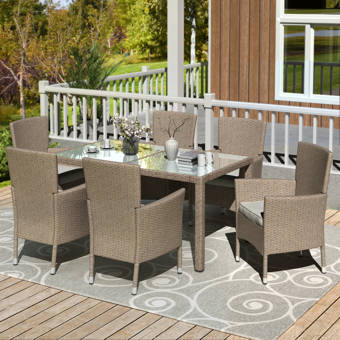 Latitude Run Ianthe Metal And Pvc Coated Polyester 7 Piece Dining Set Wayfair