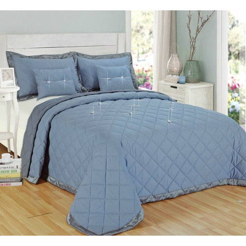 Altieri Bedspread Set with pillowcase and cushion Brambly Cottage Colour: Silver, Size: Super King (W255 x L275cm)