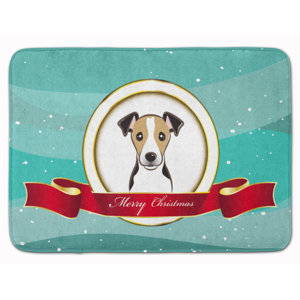Jack Russell Terrier Merry Christmas Memory Foam Bath Rug