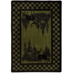 Cabarita Whitetail Plaid Green Area Rug