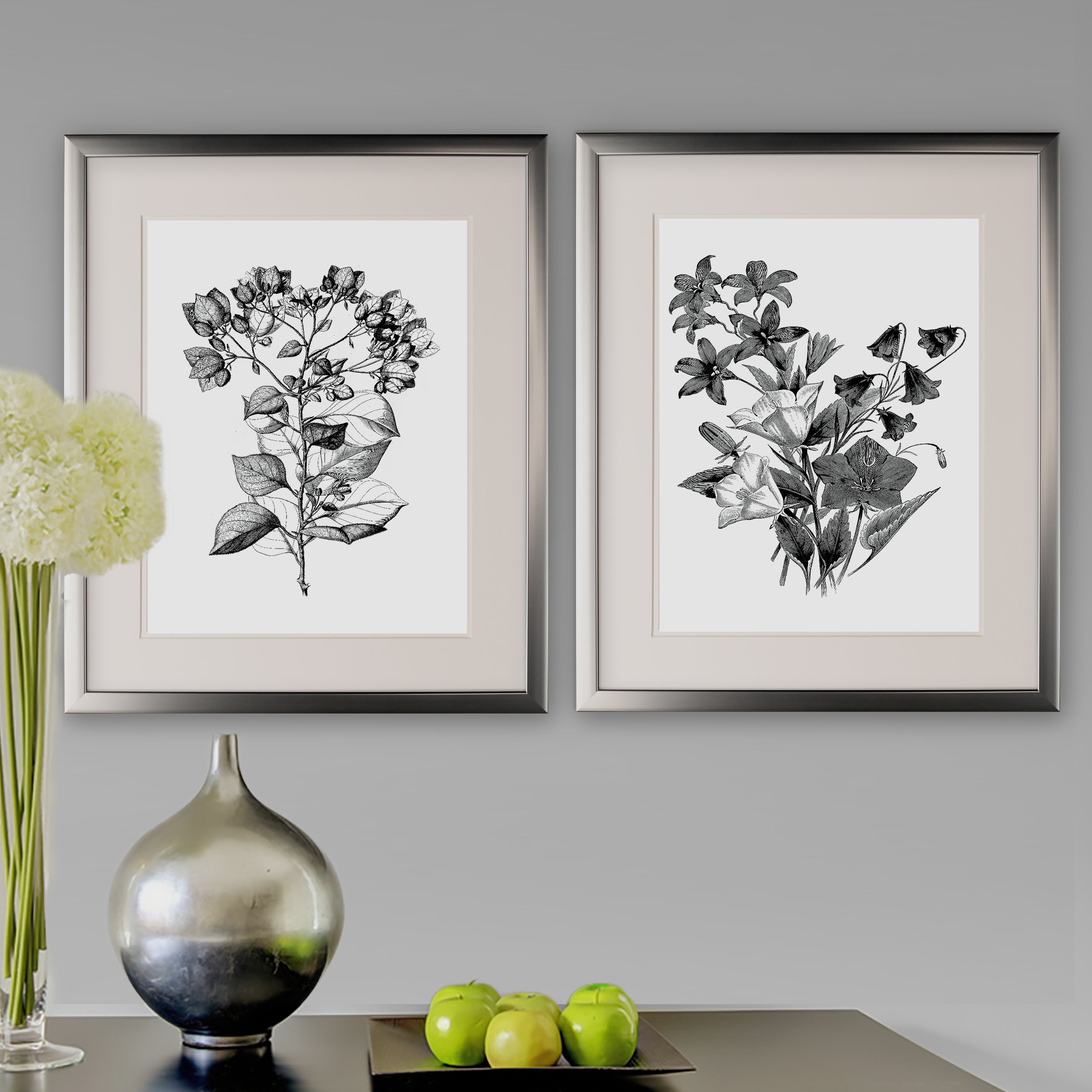 Ophelia Co Botanical Black And White 2 Piece Framed Acrylic Painting Print Set Birch Lane