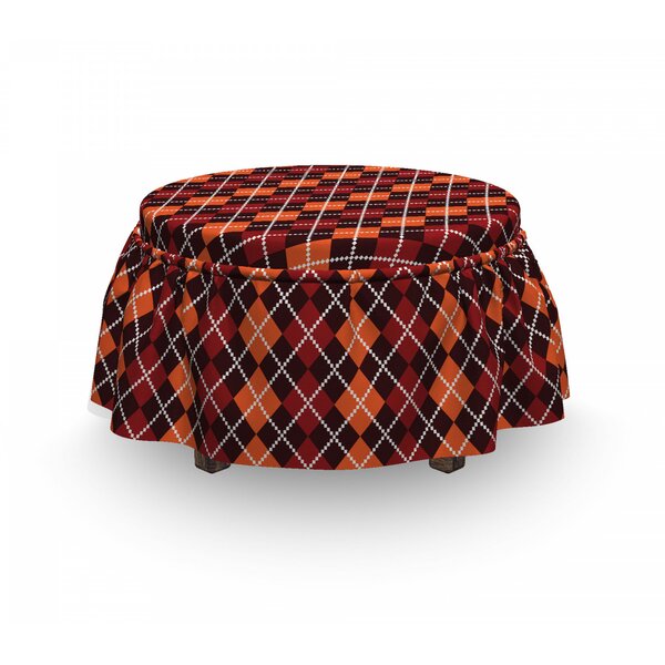 Geometric Autumn Scottish Argyle 2 Piece Box Cushion Ottoman Slipcover Set By East Urban Home