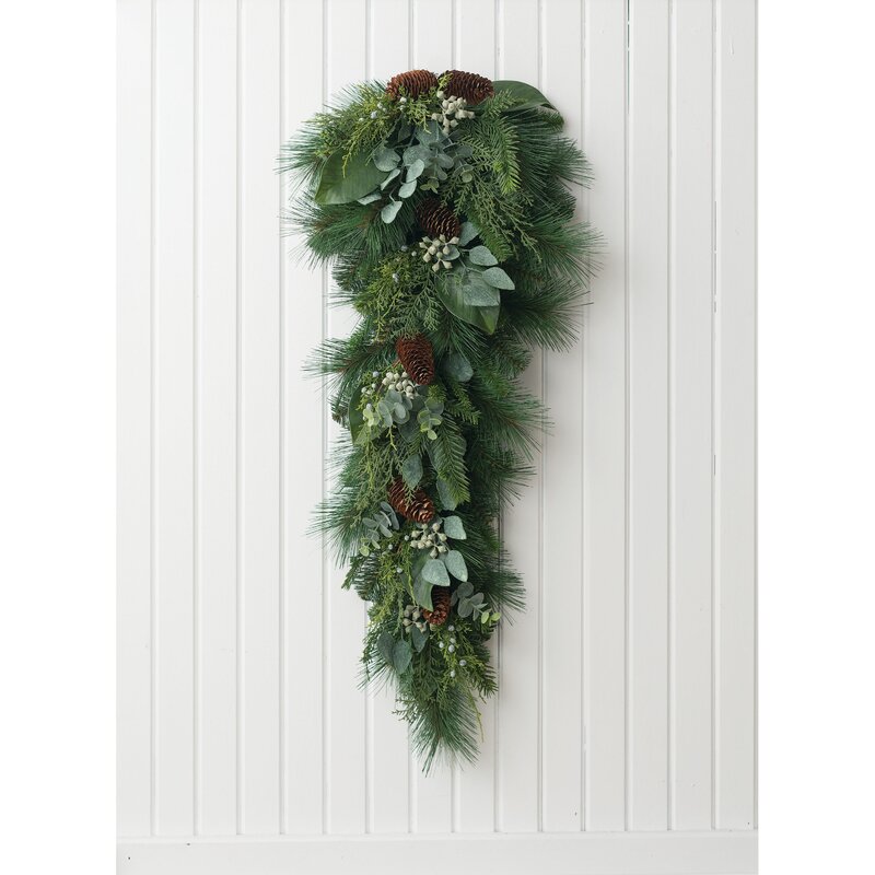 The Holiday Aisle Mixed Pine And Eucalyptus Teardrop Swag Wayfair