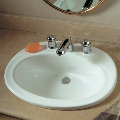 Piazza Ceramic Oval Drop-In Bathroom Sink with Overflow by American Standard