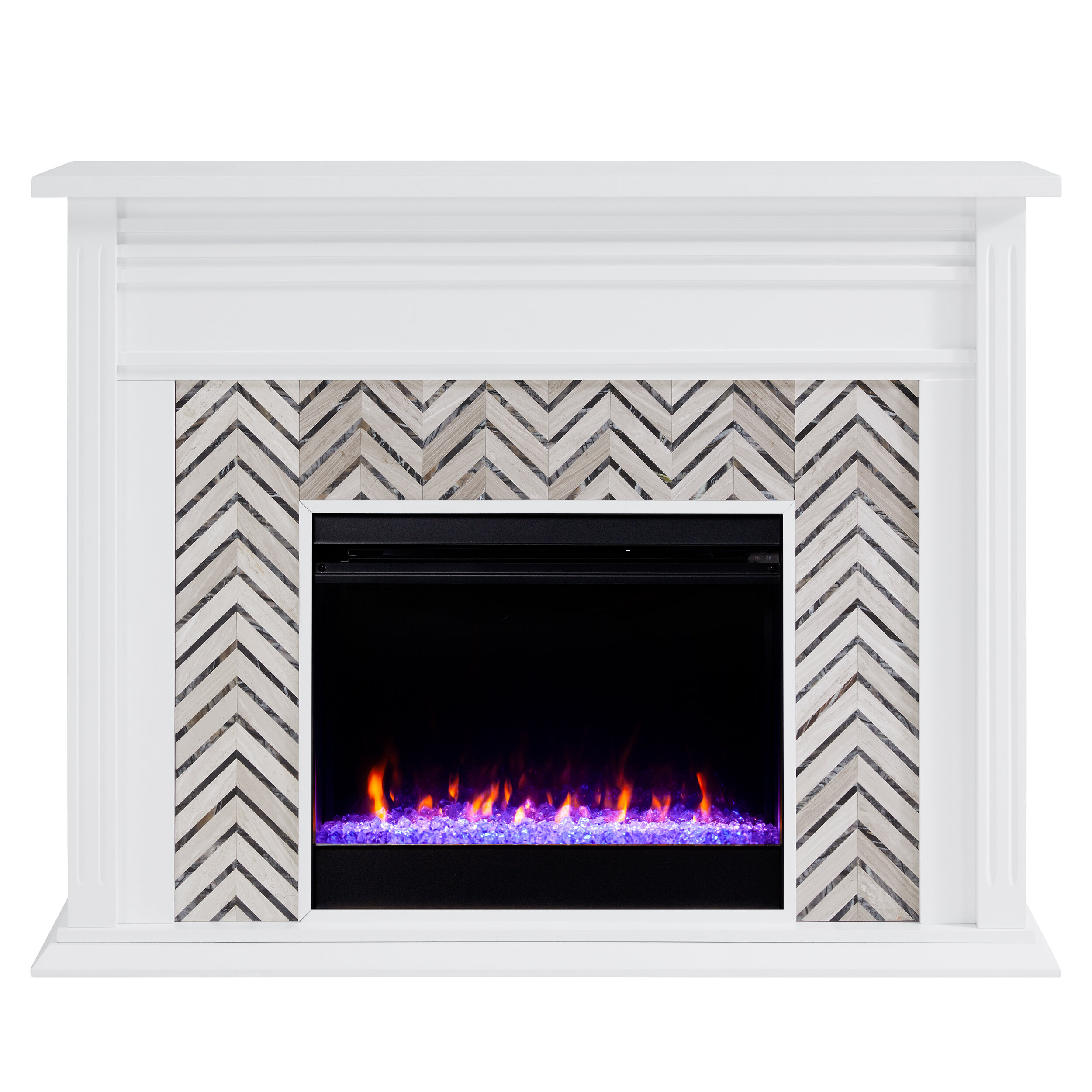 Latitude Run Hebbington Tiled Marble Electric Fireplace Reviews