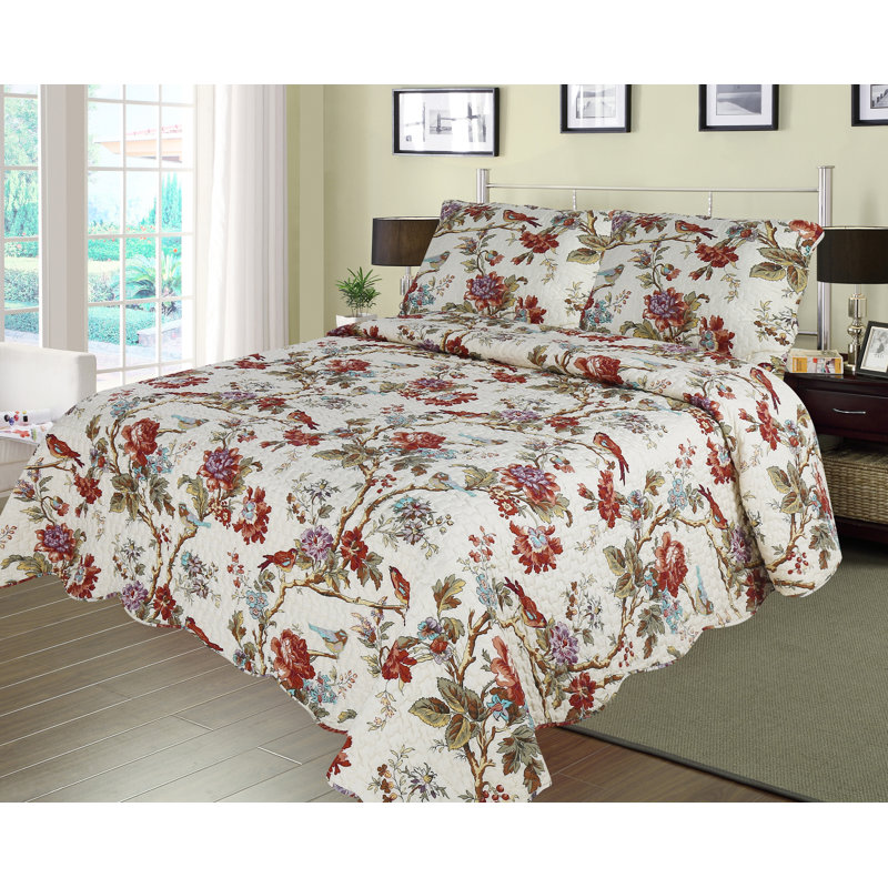Ochre Patch Magic Finch Orchard 3-Piece Quilt Set King Floral