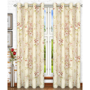 Chatsworth Lined Top Nature / Floral Semi-Sheer Grommet Single Curtain Panel