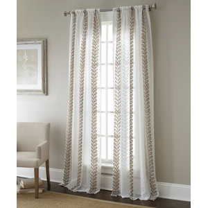 Claremont Luxury Embroidered Geometric Sheer Rod Pocket Curtain Panels (Set of 2)
