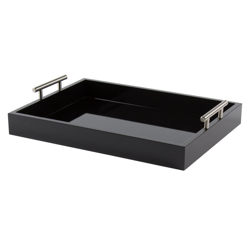 Kate And Laurel Lipton Decorative Serving Tray With Polished Metal Lipton Decorative Serving Tray With Polished Metal Handles