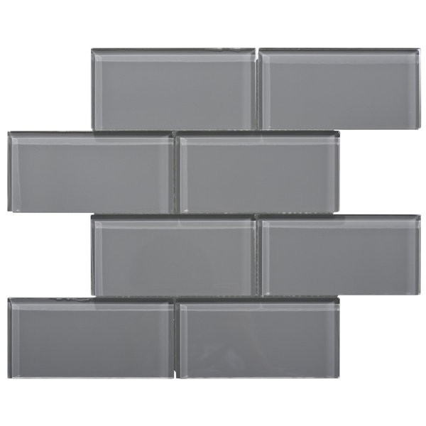 Premium Series 3 x 6 Glass Subway Tile in Dark Gray by WS Tiles