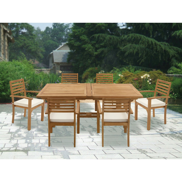 Teak 7 Piece Dining Set with Cushions by Cole & Grey