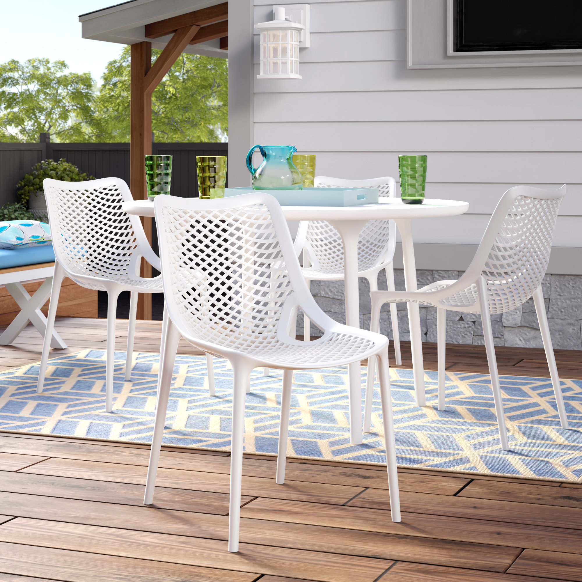 Mercury Row Deines Modern Stacking Patio Dining Chair Wayfair Mercury Row Deines Modern Stacking