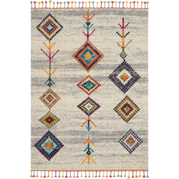 Wayne Moroccan Tribal Beige/Gray Area Rug by Bungalow Rose