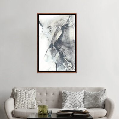 Marbled Grey I by Ethan Harper - Painting Print East Urban Home Format: Classic Brown Wood Framed Canvas, Size: 48
