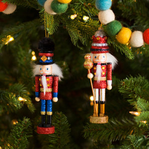 2 Piece King and Soldier Nutcracker Ornament Set