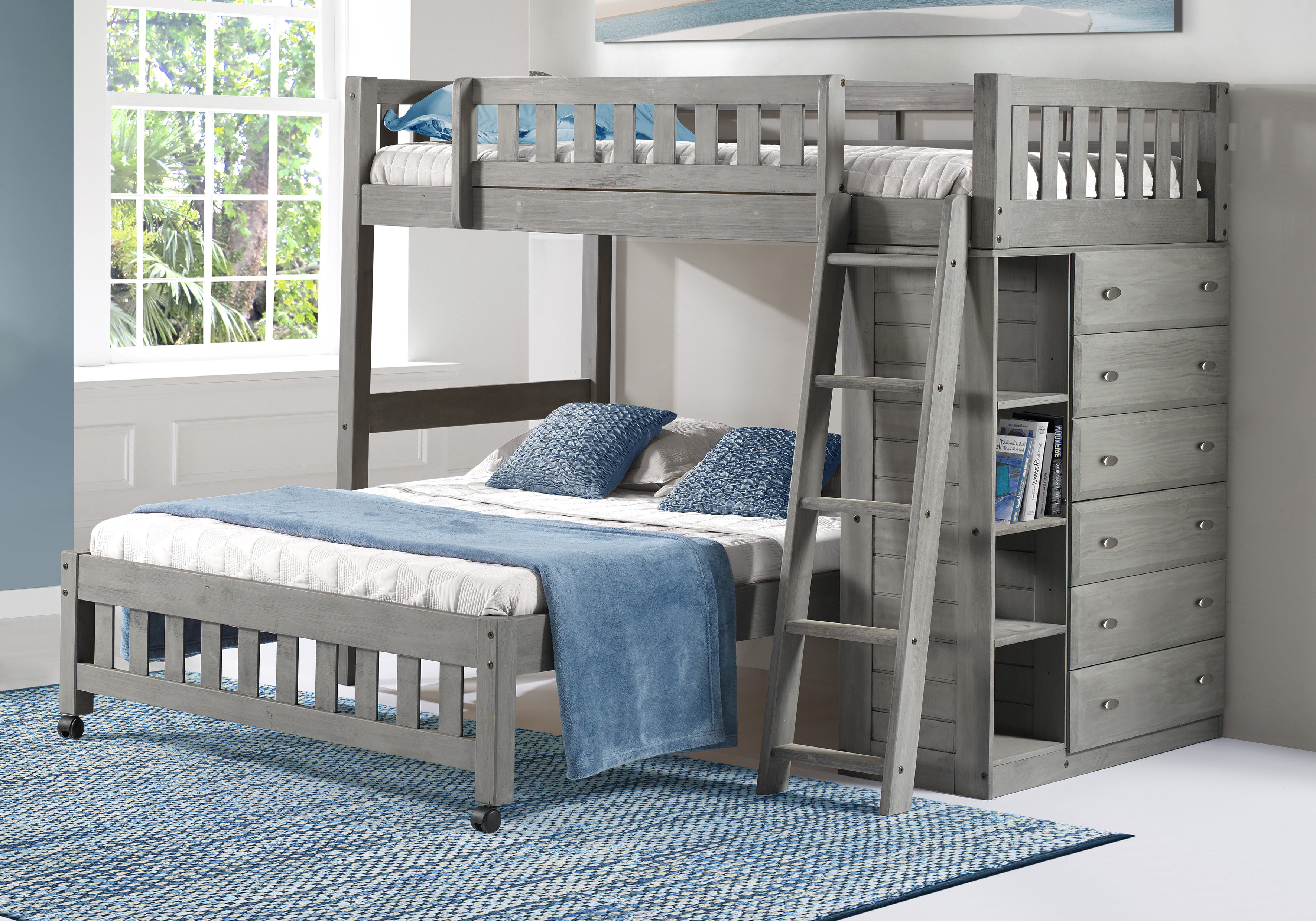 Greyleigh Orval Twin Over Full L Shaped Bunk Bed With Drawers And