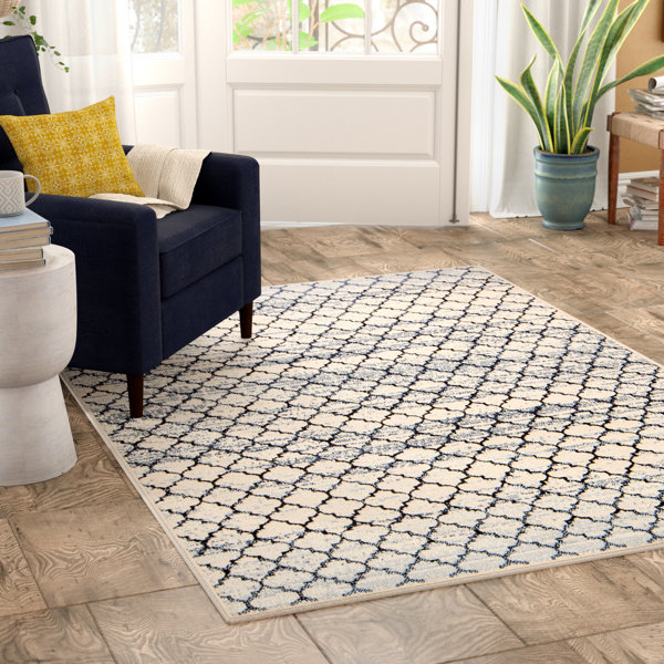 Macclenny Lattice Abrash Black/Ivory Area Rug by Bungalow Rose