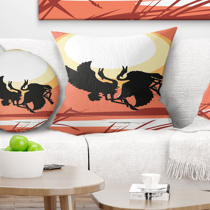 East Urban Home Abstract Birds At Sunset Vector Drawing Pillow