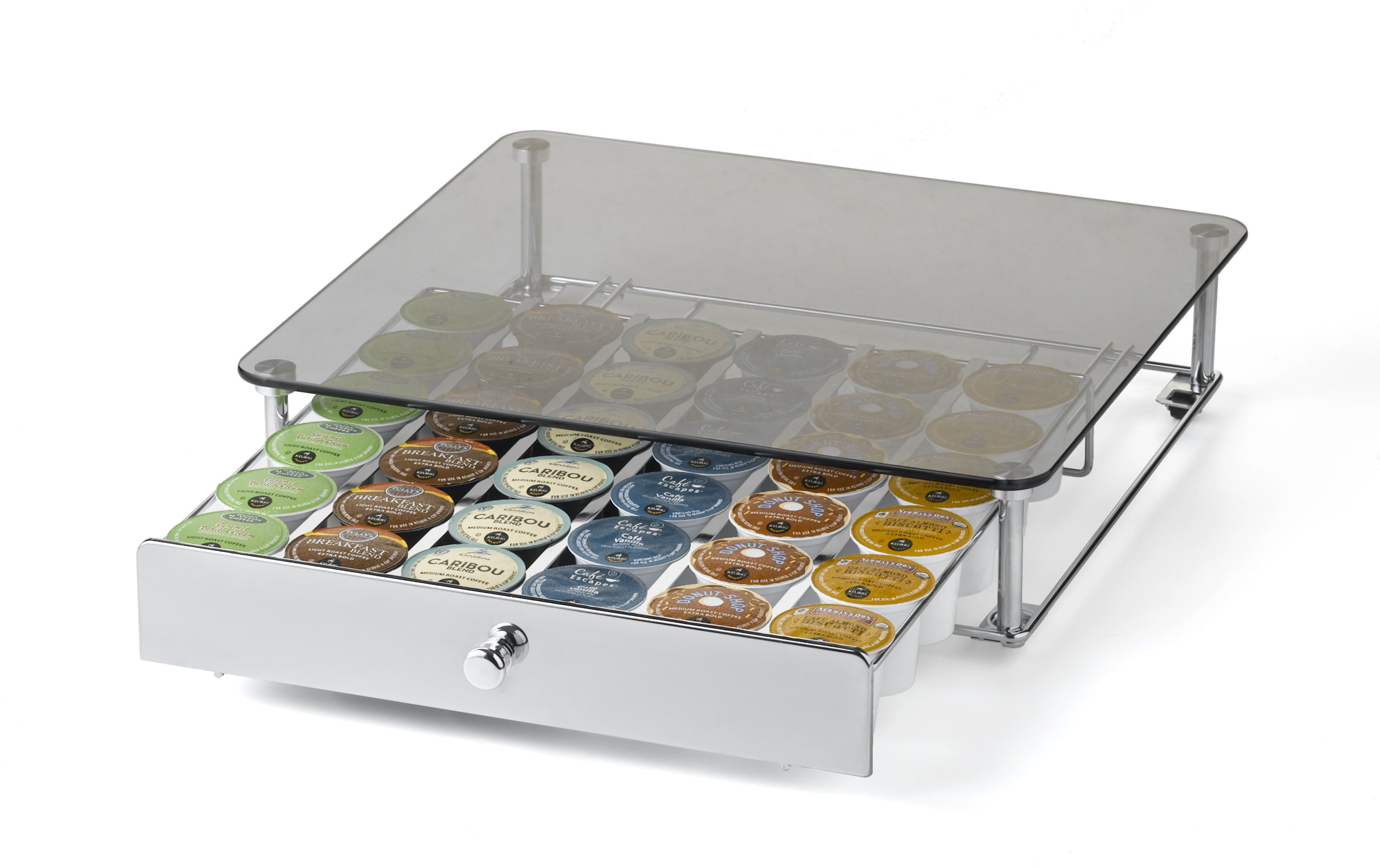 Nifty Home Products 36 Pod Keurig Brewed Glass Top K Cup Rolling