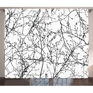 Tree Branch Curtain Rod Wayfair Toshia Tree Branches Graphic Print Text Semi Sheer Rod Pocket Curtain Panels Set Of 2