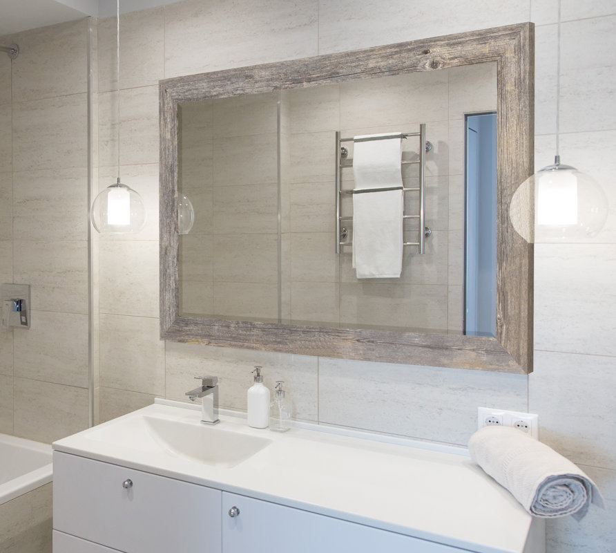 August Grove Antique Weathered Grey Framed Wall Mirror & Reviews Wayfair