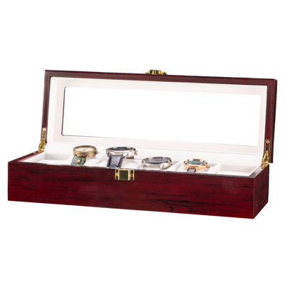 Watch Box With Valet Tray 6 Slot Luxury Display Case Organizer Winston Porter