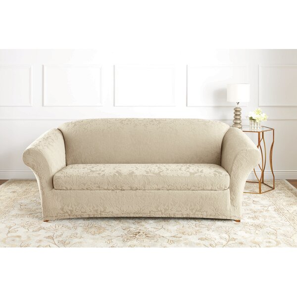 Stretch Jacquard Damask Box Cushion Sofa Slipcover By Sure Fit