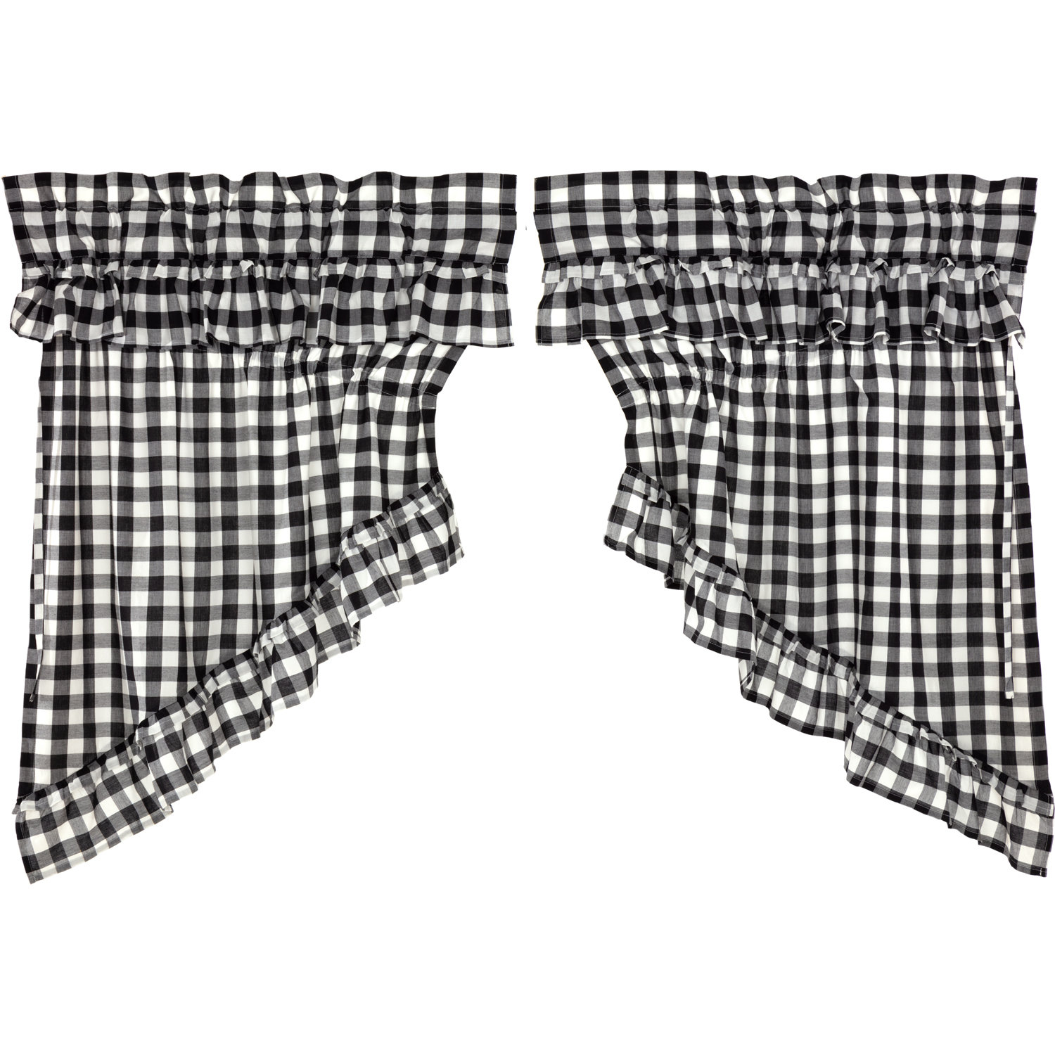 August Grove Caulder Buffalo Check Ruffled Prairie Kitchen Curtain